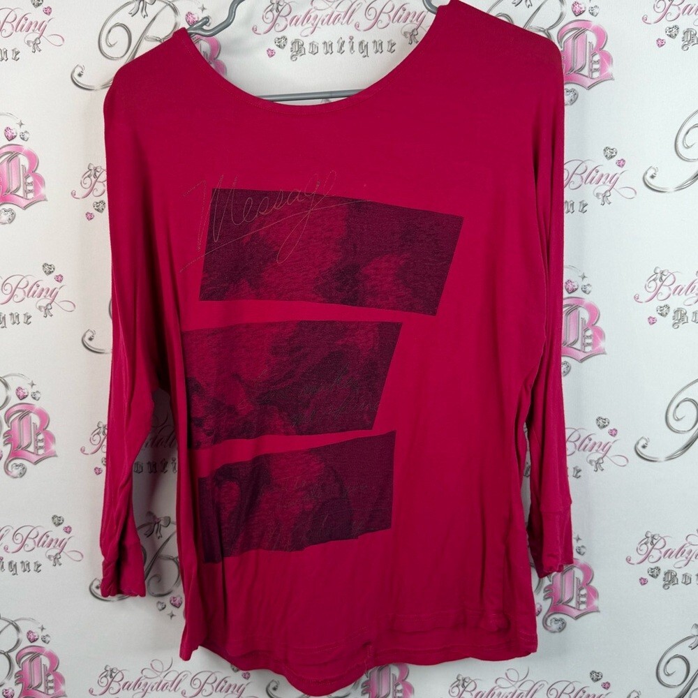 San Francisco long sleeve top shirt pink bright Elegant Fuchsia Long Sleeve Top